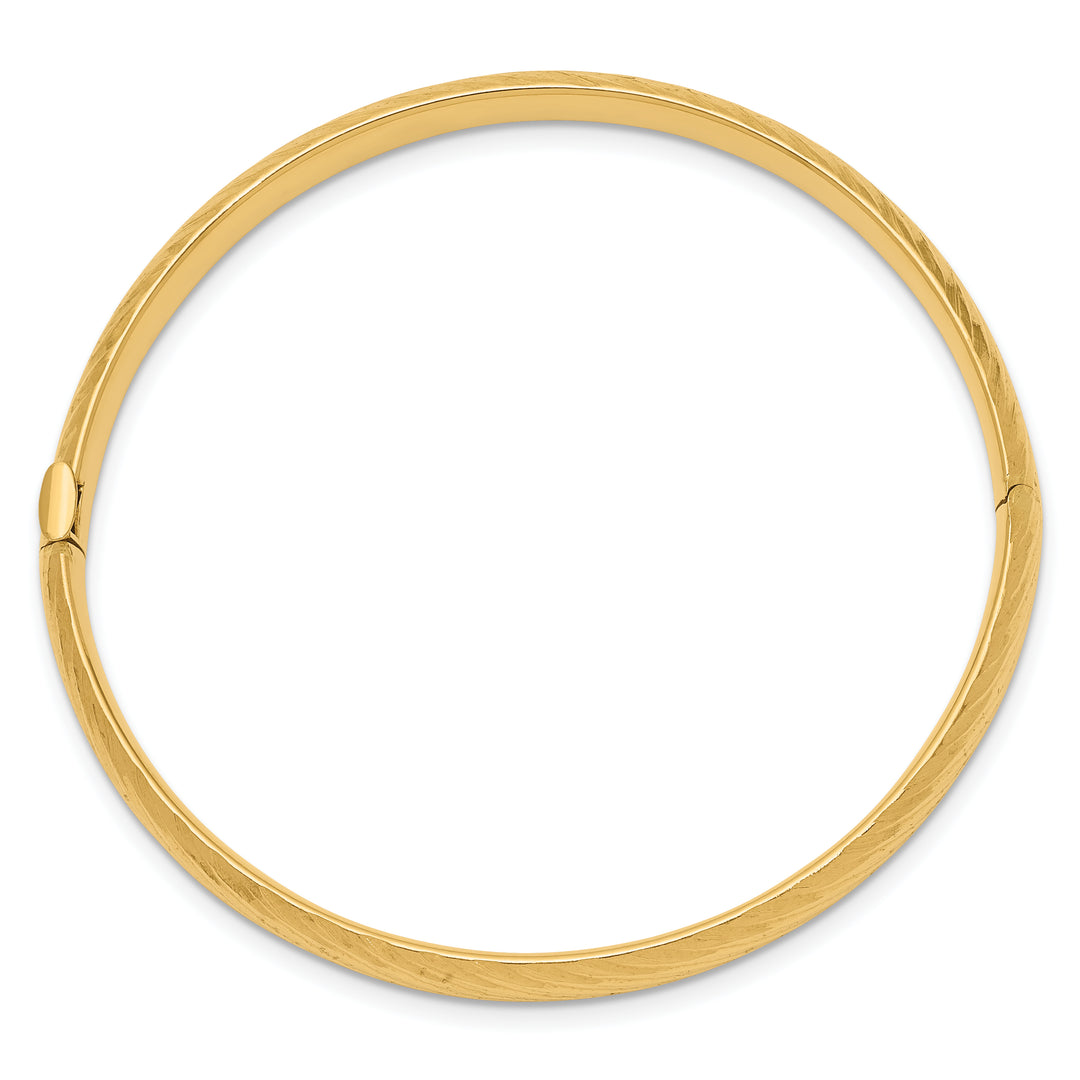 14K Yellow Gold Textured Hinge Children's Bangle Bracelet