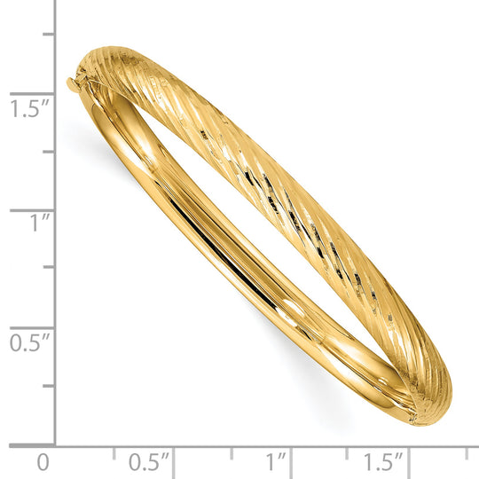 14K Yellow Gold Textured Hinge Children's Bangle Bracelet