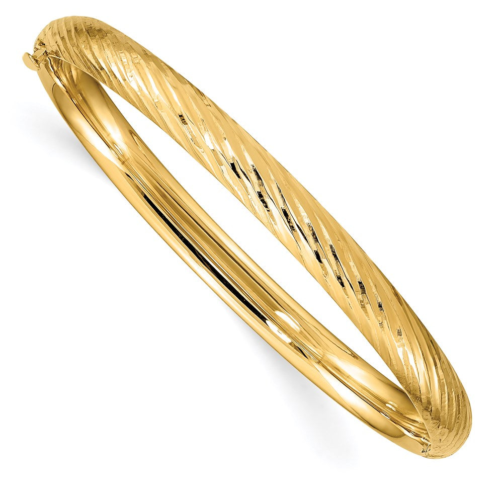 14K Yellow Gold Textured Hinge Children's Bangle Bracelet