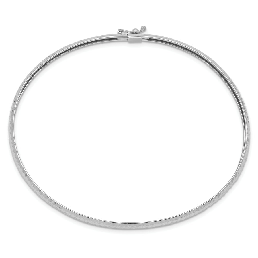 Pulsera Rígida Flexible de Oro Blanco de 14k con Textura y Acabado Pulido