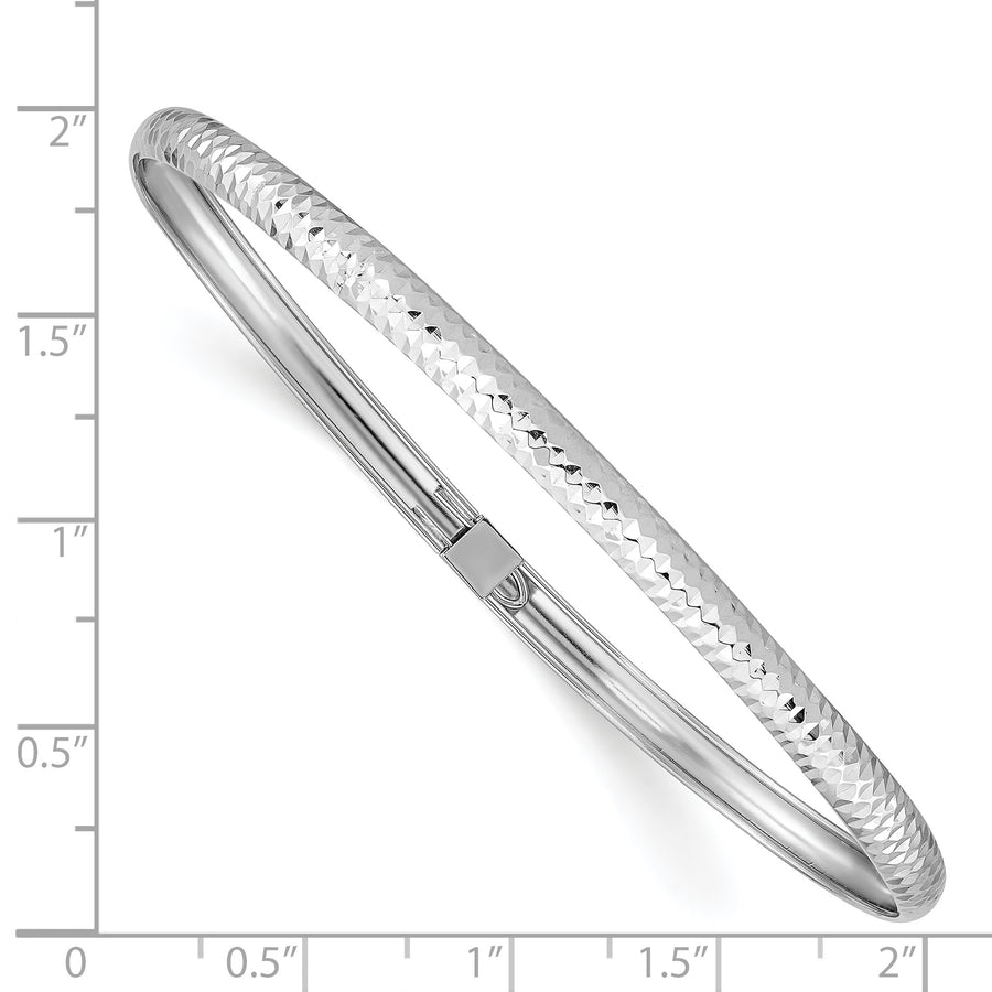 Pulsera Rígida Flexible de Oro Blanco de 14k con Textura y Acabado Pulido