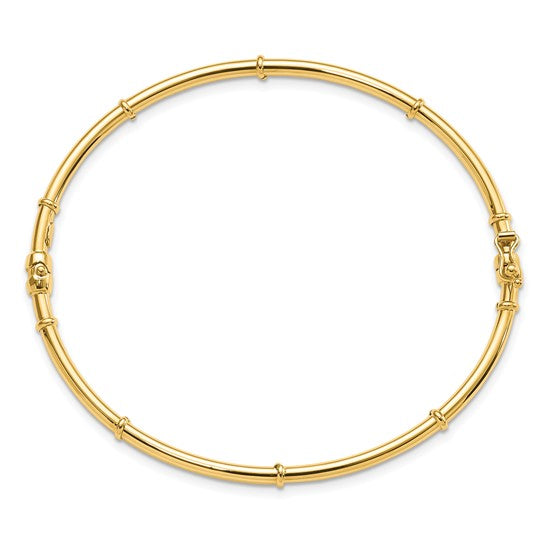 Elegant Hinged Bangle Bracelet 14K Yellow Gold Polished