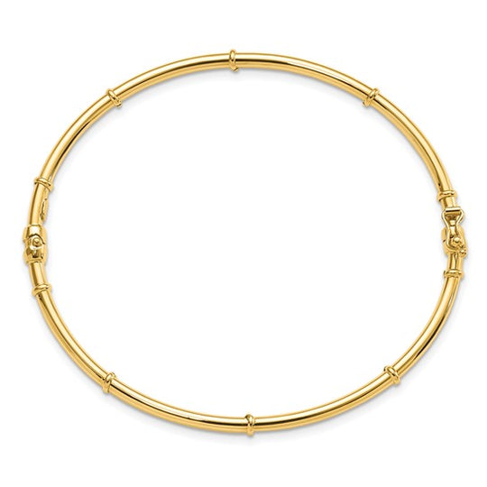 Elegant Hinged Bangle Bracelet 14K Yellow Gold Polished