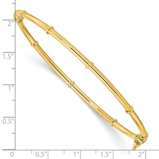 Elegant Hinged Bangle Bracelet 14K Yellow Gold Polished