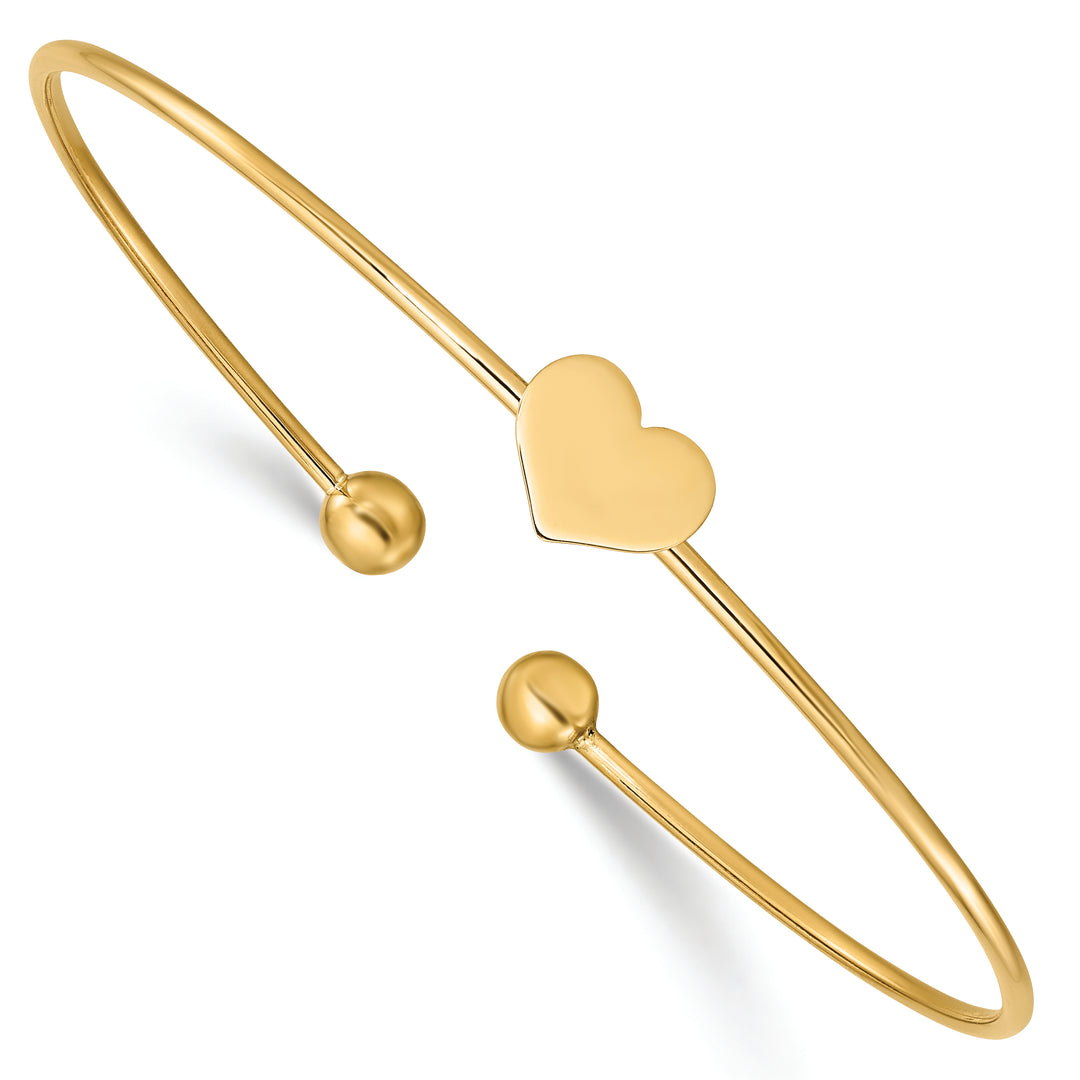 14K Yellow Gold Flexible Heart-Shaped Bracelet with Polished Finish