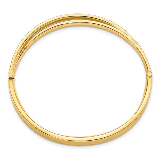 14K Diamond-Cut Hinge Bypass Bangle Bracelet