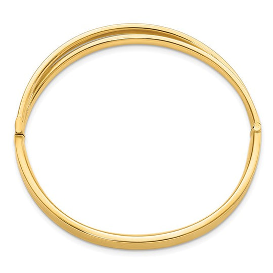 14K Diamond-Cut Hinge Bypass Bangle Bracelet