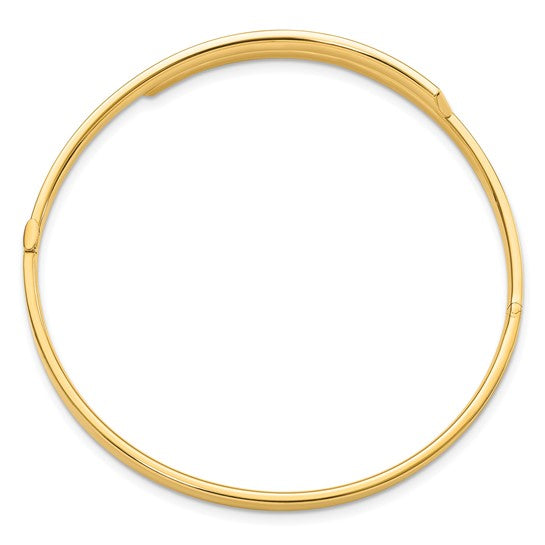 14k Yellow Gold 2/16" Polished Overlay Hinged Bangle Bracelet
