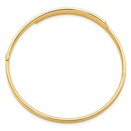 14k Yellow Gold 2/16" Polished Overlay Hinged Bangle Bracelet