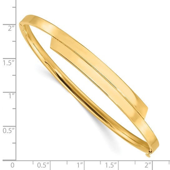 14k Yellow Gold 2/16" Polished Overlay Hinged Bangle Bracelet