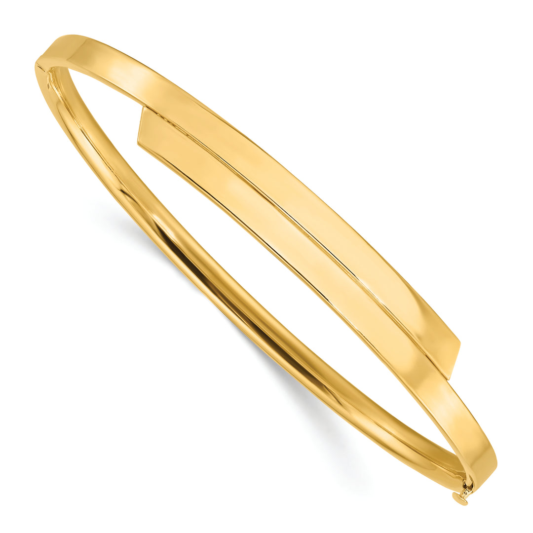 14k Yellow Gold 2/16" Polished Overlay Hinged Bangle Bracelet