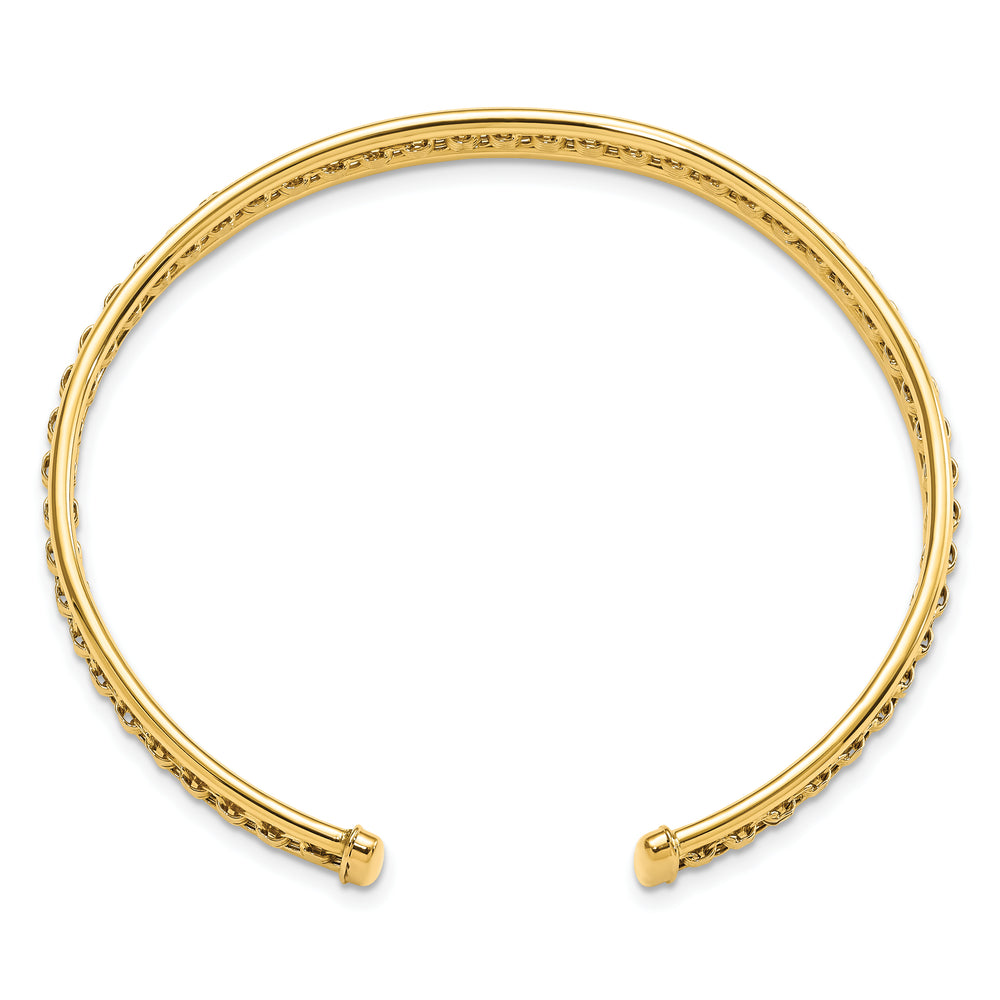 Textured and Polished Sliding Cuff Bracelet in 14k Yellow Gold