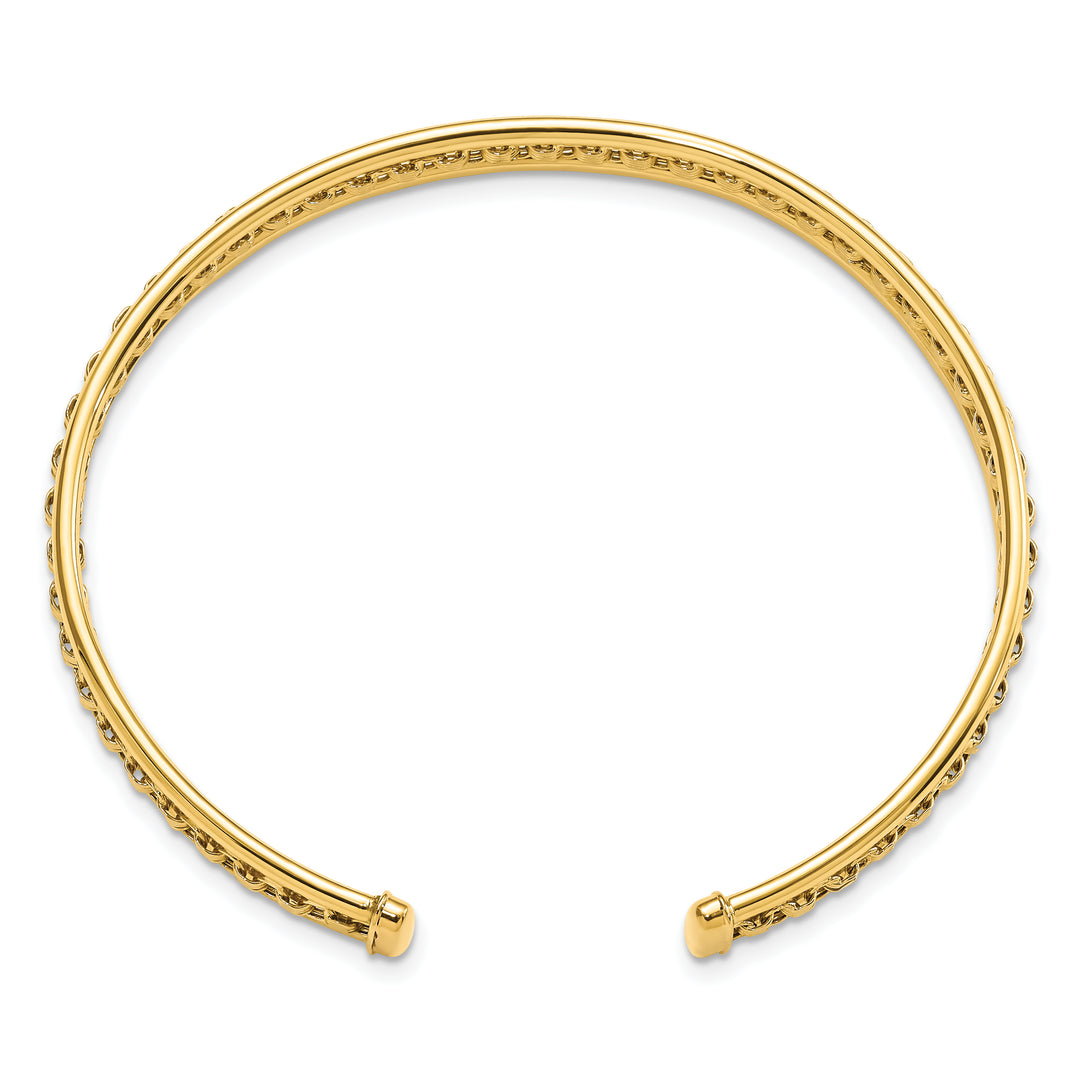 Textured and Polished Sliding Cuff Bracelet in 14k Yellow Gold