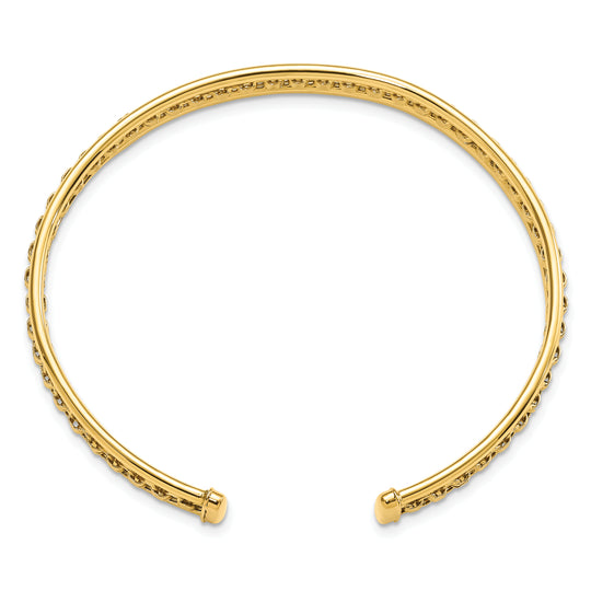 Textured and Polished Sliding Cuff Bracelet in 14k Yellow Gold