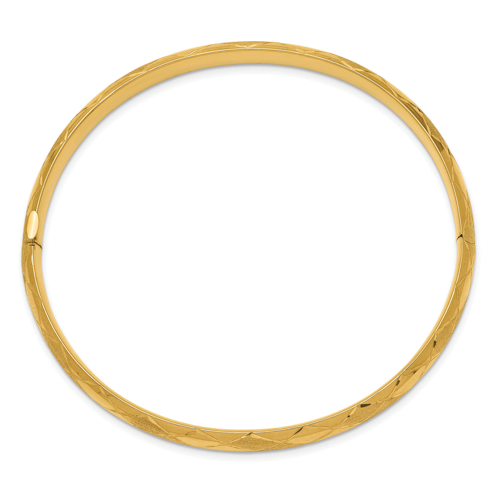 Pulsera Brazalete Ovalada con Bisagra de 14k – Diseño Elegante, 6.50 mm, Corte Diamante