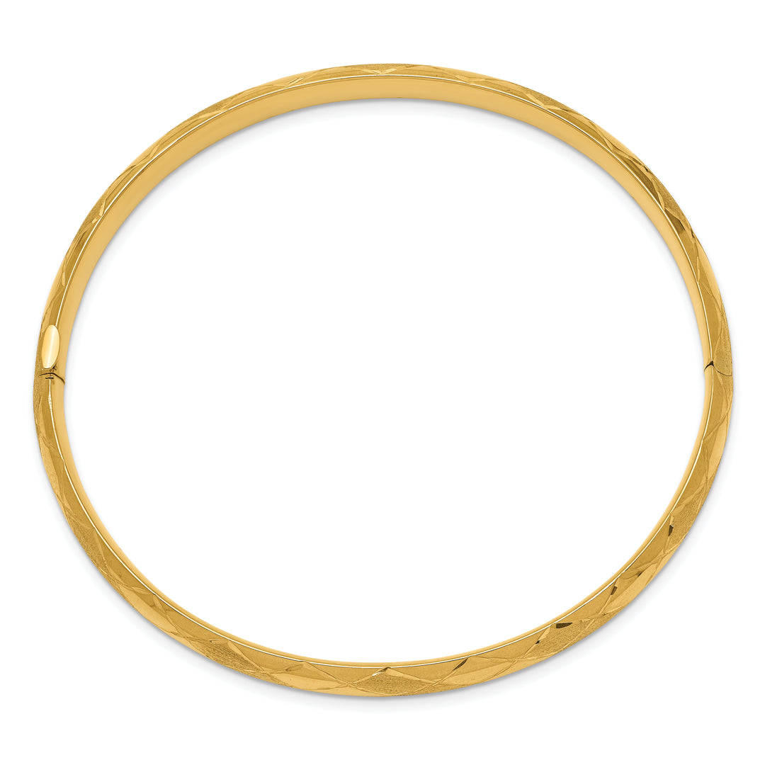 Pulsera Brazalete Ovalada con Bisagra de 14k – Diseño Elegante, 6.50 mm, Corte Diamante