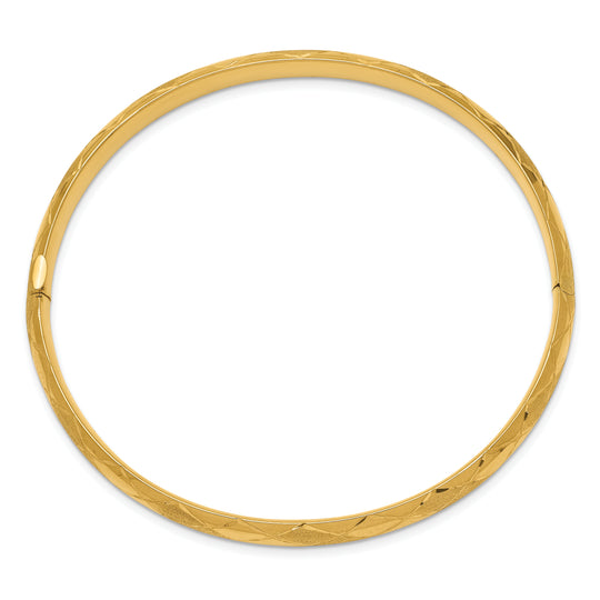 Pulsera Brazalete Ovalada con Bisagra de 14k – Diseño Elegante, 6.50 mm, Corte Diamante