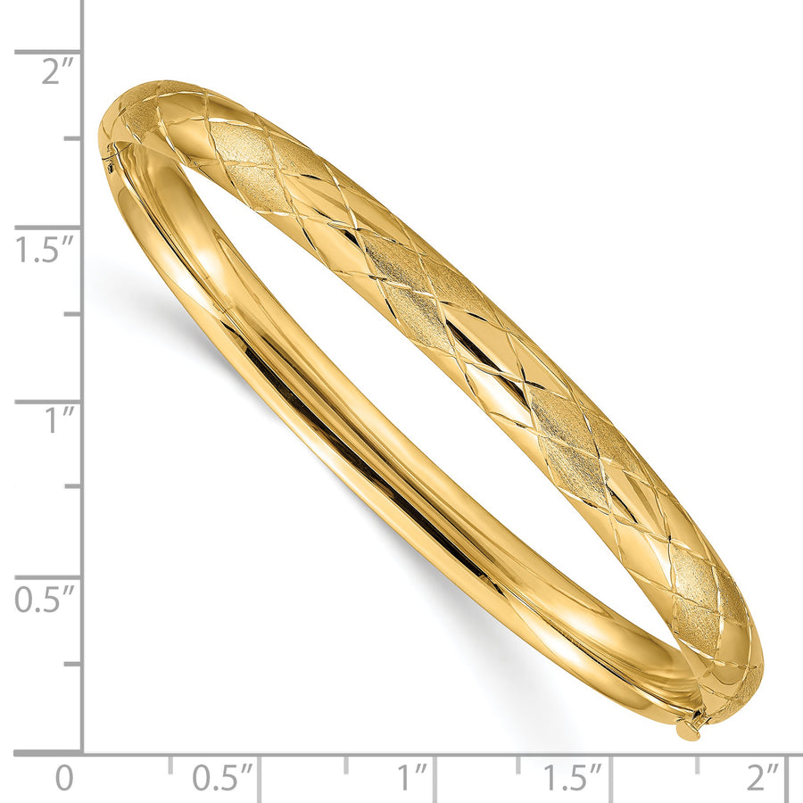 Pulsera Brazalete Ovalada con Bisagra de 14k – Diseño Elegante, 6.50 mm, Corte Diamante