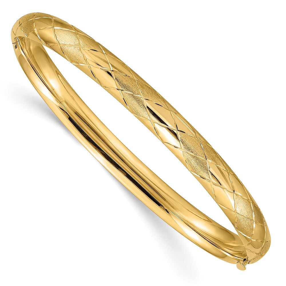 Pulsera Brazalete Ovalada con Bisagra de 14k – Diseño Elegante, 6.50 mm, Corte Diamante