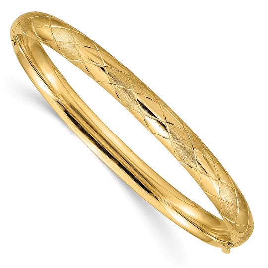 Pulsera Brazalete Ovalada con Bisagra de 14k – Diseño Elegante, 6.50 mm, Corte Diamante