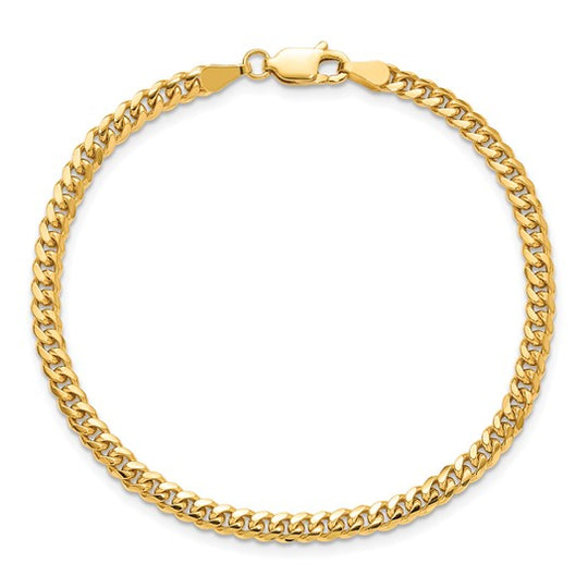 Pulsera de Eslabones Cuban Miami Sólidos 14K, 8 pulgadas, 4.3 mm, con Cierre de Langosta