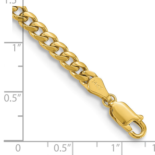 Pulsera de Eslabones Cuban Miami Sólidos 14K, 7 Pulgadas, 4.25 mm, con Cierre de Langosta