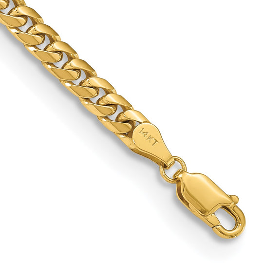 Pulsera de Eslabones Cuban Miami Sólidos 14K, 8 pulgadas, 4.3 mm, con Cierre de Langosta