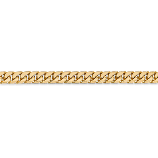 Cadena Cubana Miami Sólida de 5 mm en Oro Amarillo de 14k