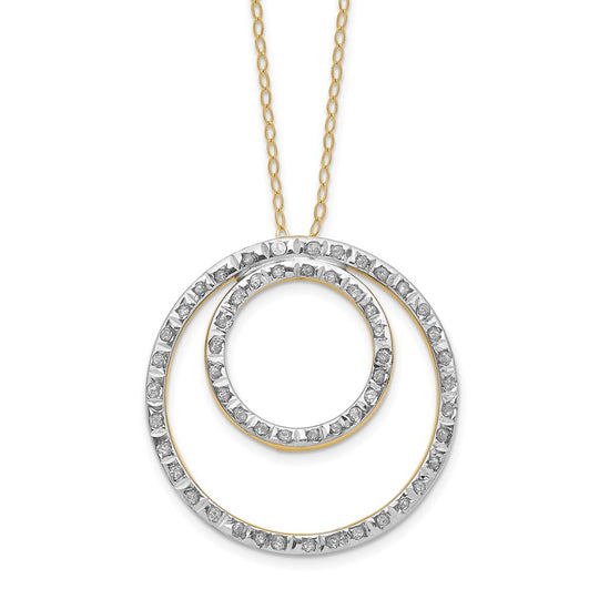 Fascination Double Circle Diamond Necklace in 14k Yellow Gold