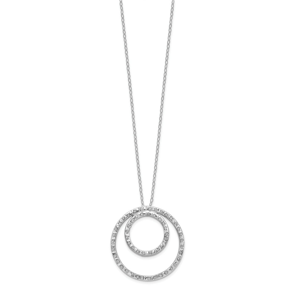 Fascination Double Circle Diamond Necklace in 14k White Gold