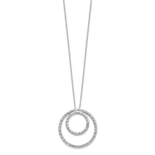 Fascination Double Circle Diamond Necklace in 14k White Gold