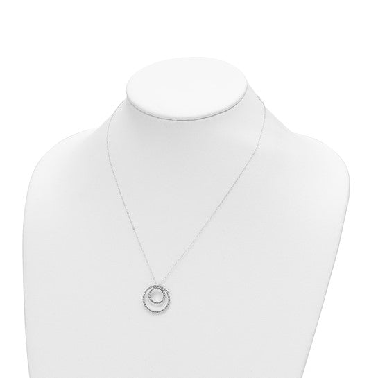 Fascination Double Circle Diamond Necklace in 14k White Gold