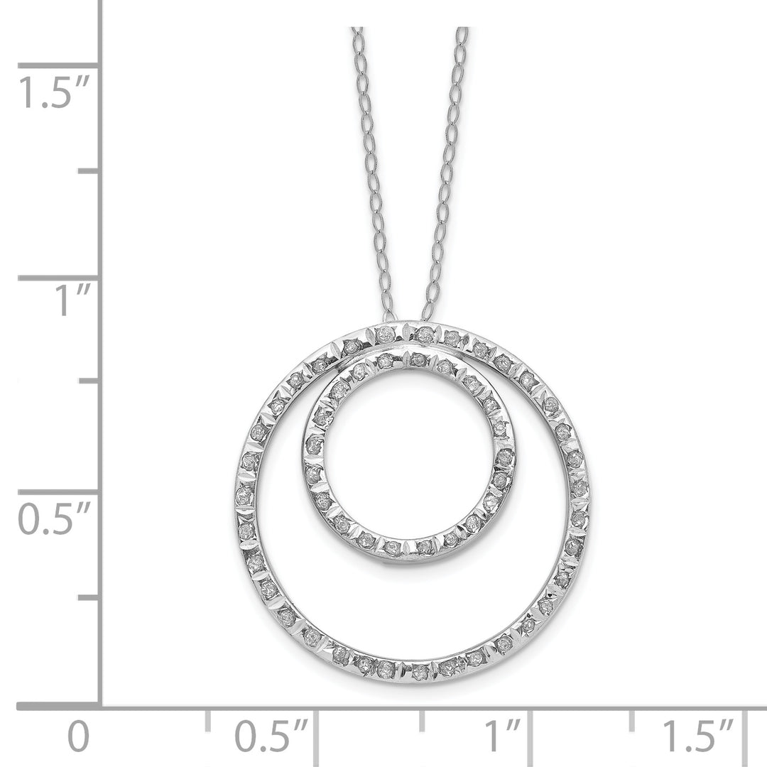 Fascination Double Circle Diamond Necklace in 14k White Gold