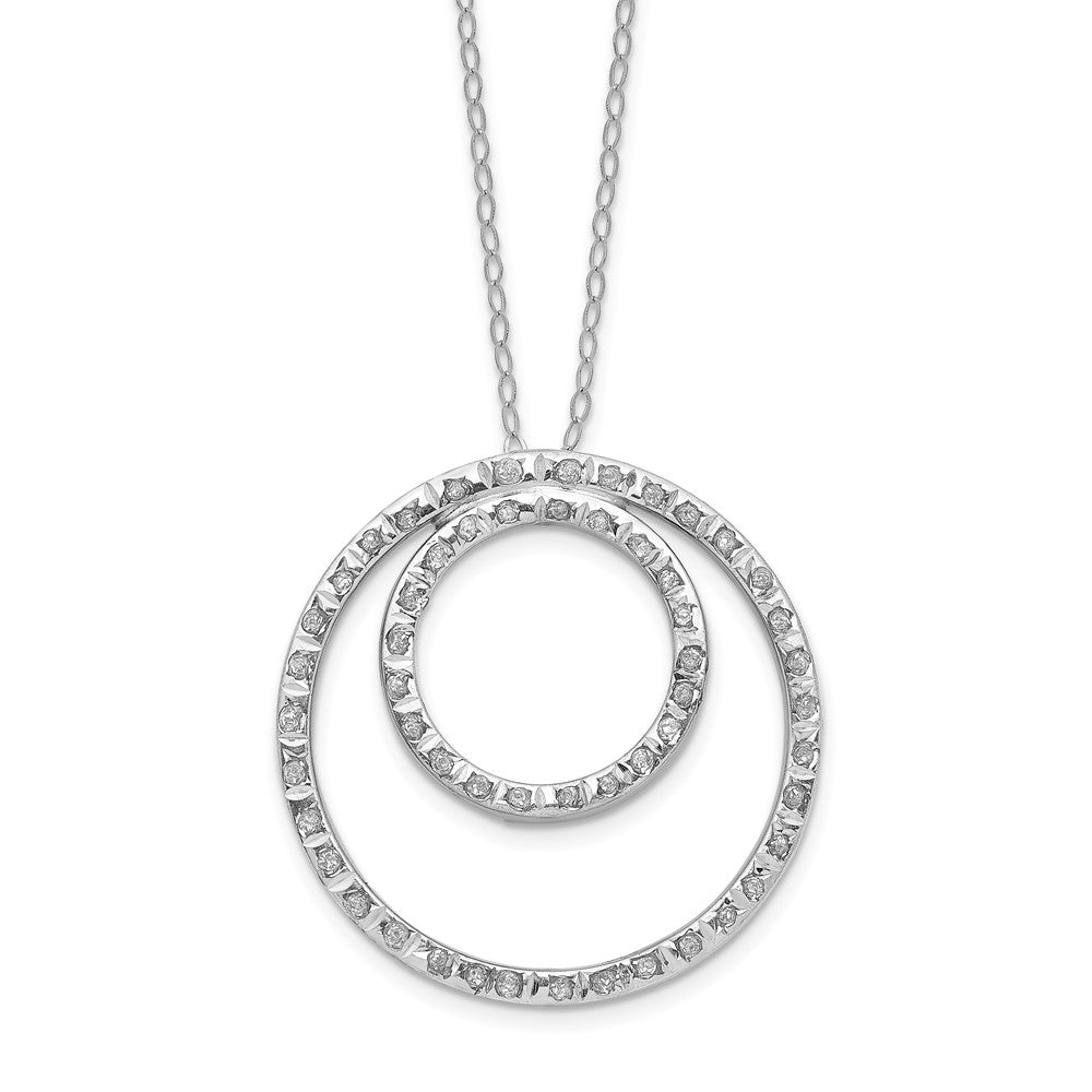 Fascination Double Circle Diamond Necklace in 14k White Gold