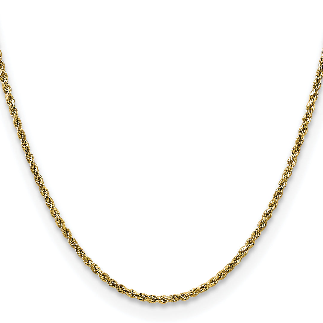 14K Yellow Gold Diamond-Cut Semi-Solid Rope Chain – 16 Inches, 2.25 mm with Lobster Clasp