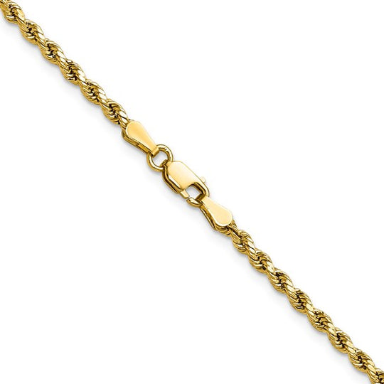 14K Yellow Gold Chain – 16 inches, 2.5mm Diamond Cut Rope Style with Lobster Clasp