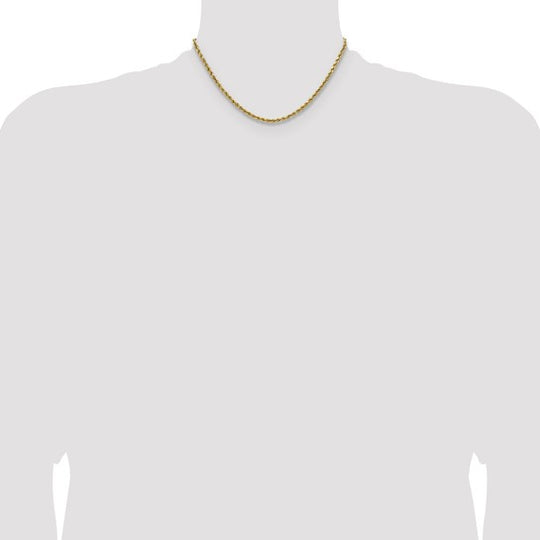 14K Yellow Gold Chain – 16 inches, 2.5mm Diamond Cut Rope Style with Lobster Clasp