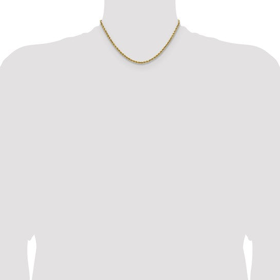 Cadena de Oro Amarillo 14K – 16 pulgadas, 2.5 mm con Corte Diamantado Estilo Cuerda y Cierre de Langosta