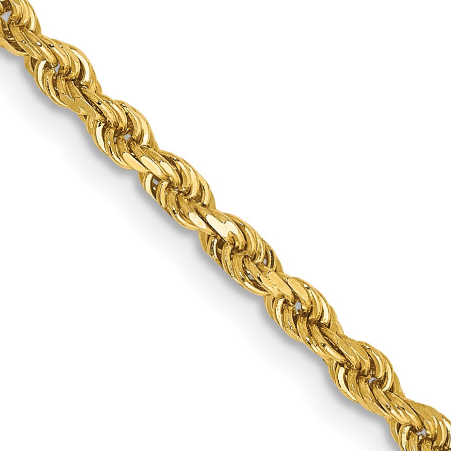 Cadena de Oro Amarillo 14K – 16 pulgadas, 2.5 mm con Corte Diamantado Estilo Cuerda y Cierre de Langosta