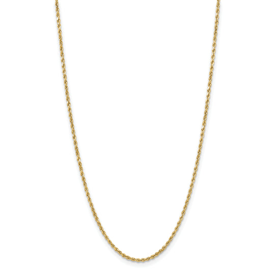 14K Yellow Gold Diamond Cut Semi-Solid Rope Chain, 16 Inches, 3mm with Lobster Clasp