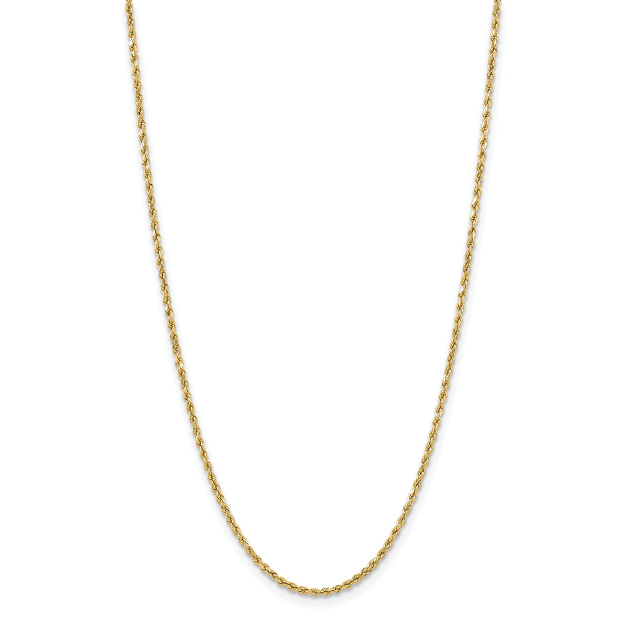 Cadena de Cuerda Semi-Sólida con Corte Diamantado en Oro Amarillo de 14K, 16 Pulgadas, 3 mm con Cierre Tipo Langosta