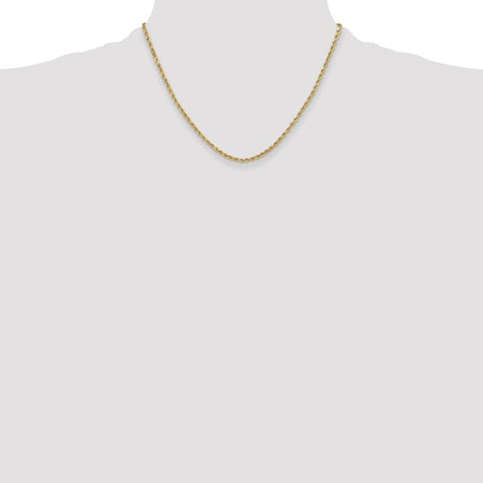 14K Yellow Gold Chain – 18 inches, 3mm, Semi-Solid Diamond-Cut Rope Chain with Lobster Clasp