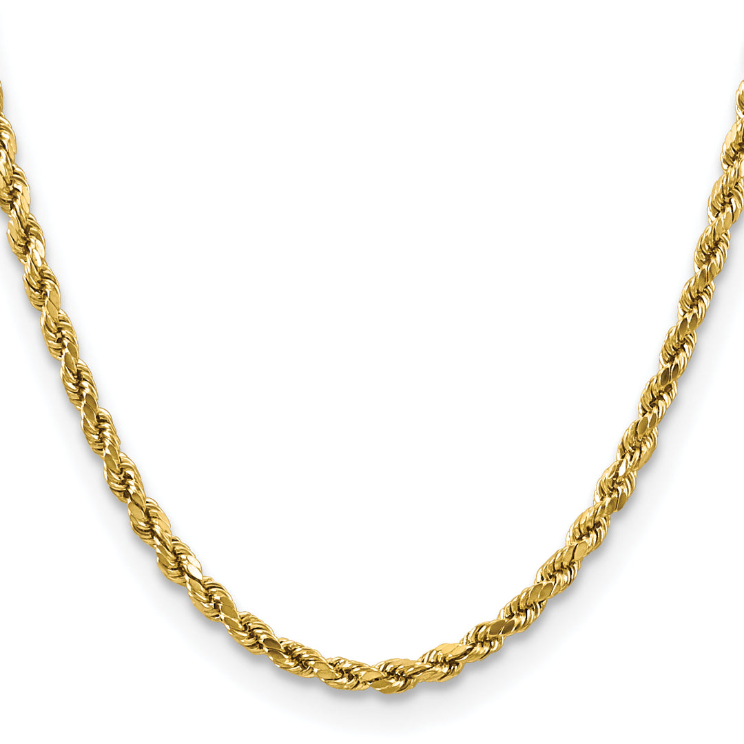 14K 4mm 16" Diamond Cut Semi-Solid Rope Chain with Lobster Clasp