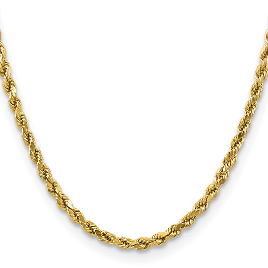14K 4mm 16" Diamond Cut Semi-Solid Rope Chain with Lobster Clasp