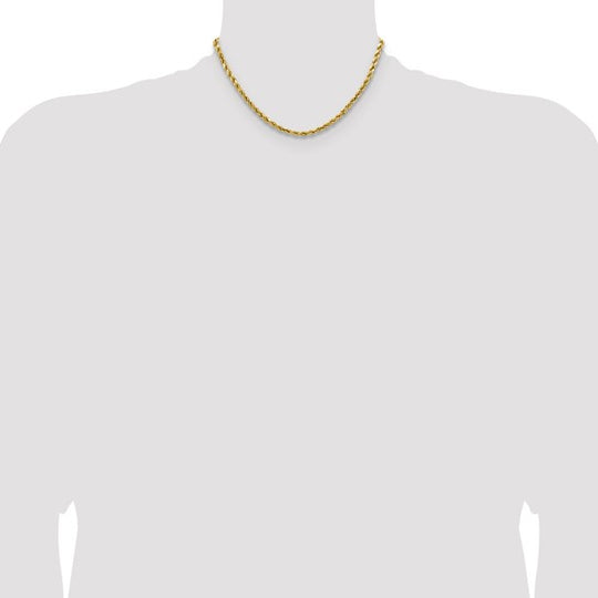 14K 4mm 16" Diamond Cut Semi-Solid Rope Chain with Lobster Clasp