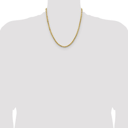 20 Inch 14K Yellow Gold 4mm Diamond Cut Rope Chain with Lobster Clasp