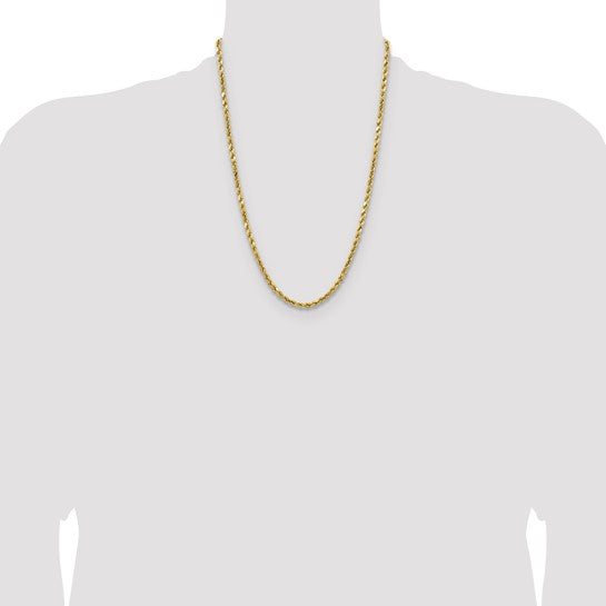 24 inch 4mm 14K Semi-Solid Rope Chain with Lobster Clasp