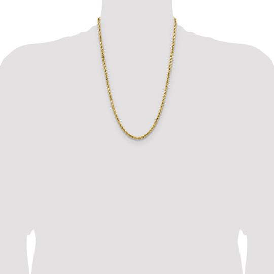 24 inch 4mm 14K Semi-Solid Rope Chain with Lobster Clasp