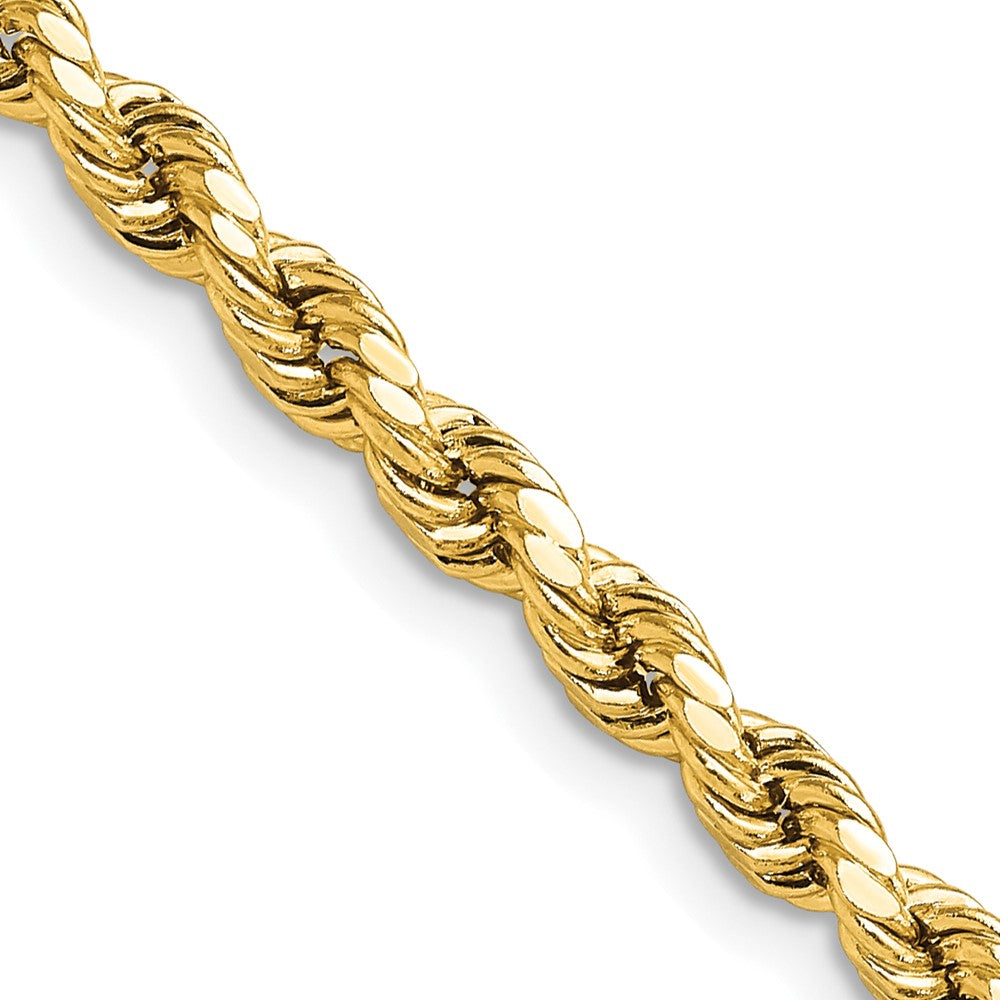 14K 4mm 16" Diamond Cut Semi-Solid Rope Chain with Lobster Clasp
