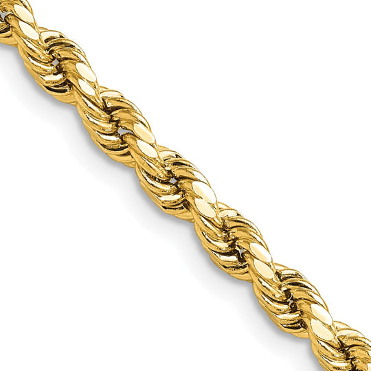 14K 4mm 16" Diamond Cut Semi-Solid Rope Chain with Lobster Clasp